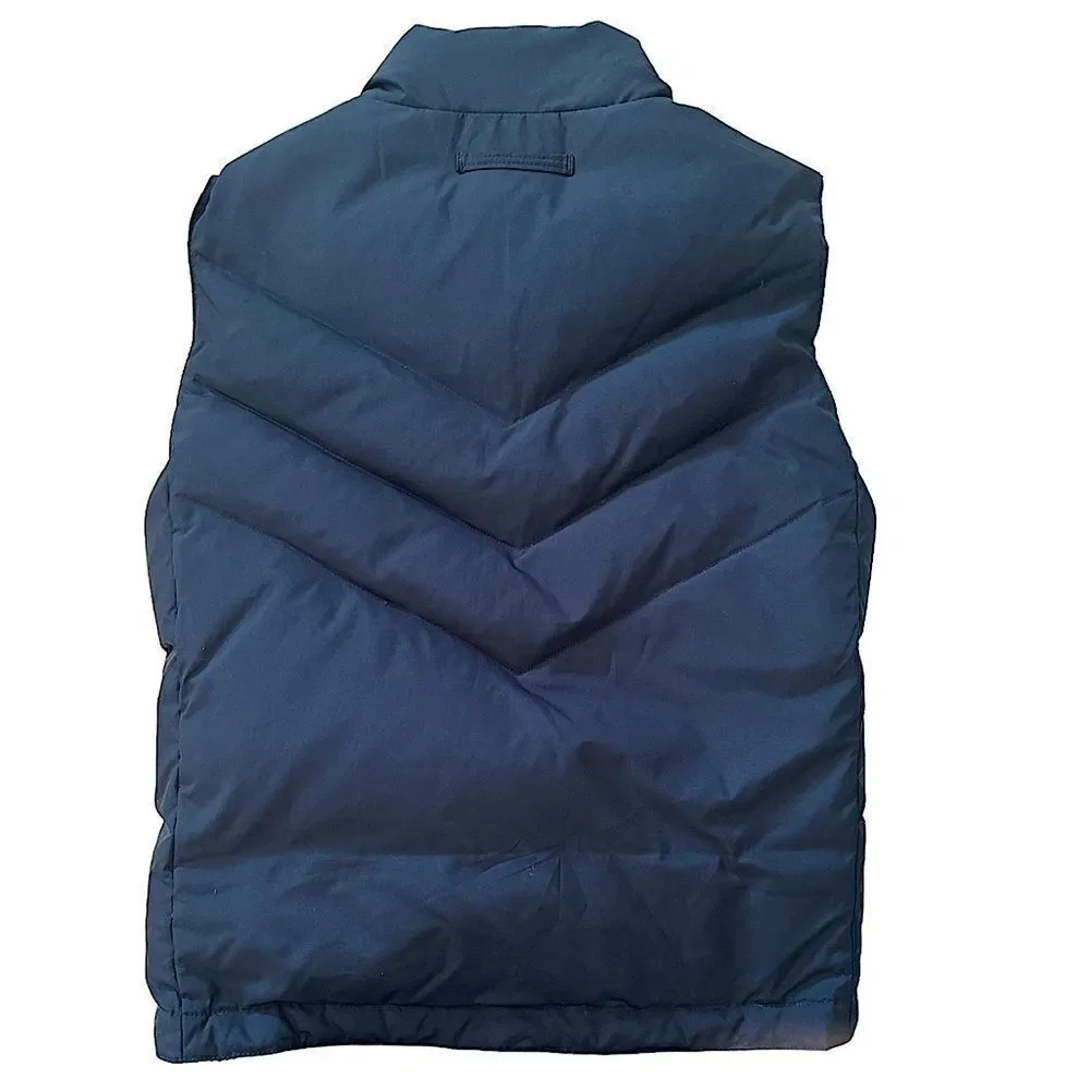 GAP Reversible Puffer Vest Navy Checkered Winter 7-8 Youth EUC Like New